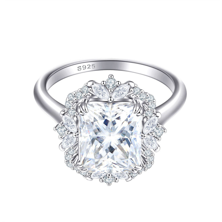 4 Karat Zircon 810 Square Diamond Sterling Silver Ring For Women - Artigo Importado