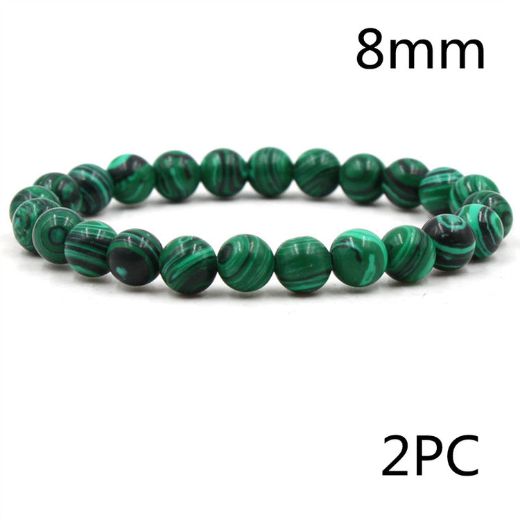 Classic Black Matte Green Malachite Bracelets Suitable Women Men Elastic Strand Jewelry - Artigo Importado