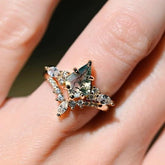 2pcs Fashion Rings Natural Green Moss Stone Agate Ring For Women Personalized Jewelry - Artigo Importado