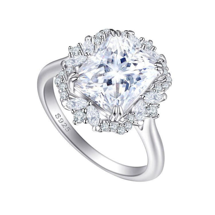 4 Karat Zircon 810 Square Diamond Sterling Silver Ring For Women - Artigo Importado