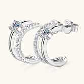 New S925 Sterling Silver Diamond Ear Stud Earring Women - Artigo Importado