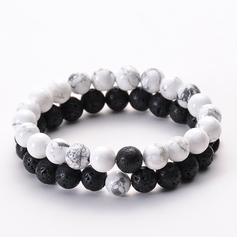 Classic Black Matte Green Malachite Bracelets Suitable Women Men Elastic Strand Jewelry - Artigo Importado