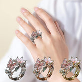 Adjustable Crystal Butterfly Flower Ring For Women - Artigo Importado