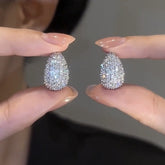 Fashion Jewelry Vintage Chunky Dome Drop Earrings For Women Glossy Stainless Steel Thick Zircon Inlaid Teardrop Earring Earrings Women - Artigo Importado