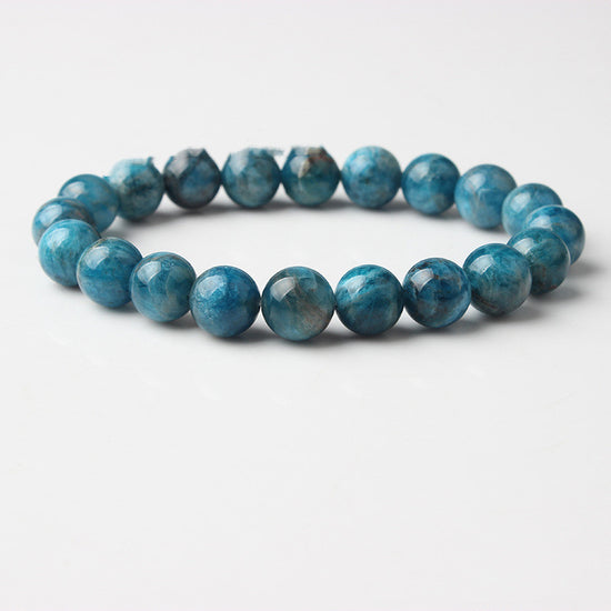 Natural Blue Apatite Bracelets Are Suitable For Men And Women To Wear Elastic Beaded Jewelry - Artigo Importado