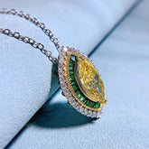 New 925 Silver Necklace 613 Yellow Diamond Horse Eye Pendant For Women - Artigo Importado