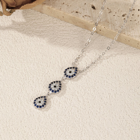 Sterling Silver Light Luxury Full Diamond Y-shaped Chain Necklace For Women - Artigo Importado