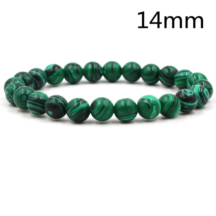 Classic Black Matte Green Malachite Bracelets Suitable Women Men Elastic Strand Jewelry - Artigo Importado