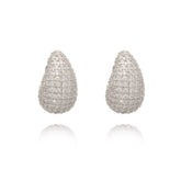 Fashion Jewelry Vintage Chunky Dome Drop Earrings For Women Glossy Stainless Steel Thick Zircon Inlaid Teardrop Earring Earrings Women - Artigo Importado