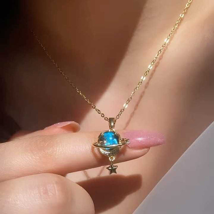 Fashion Diamond Planet Pendant Alloy Necklace For Women - Artigo Importado
