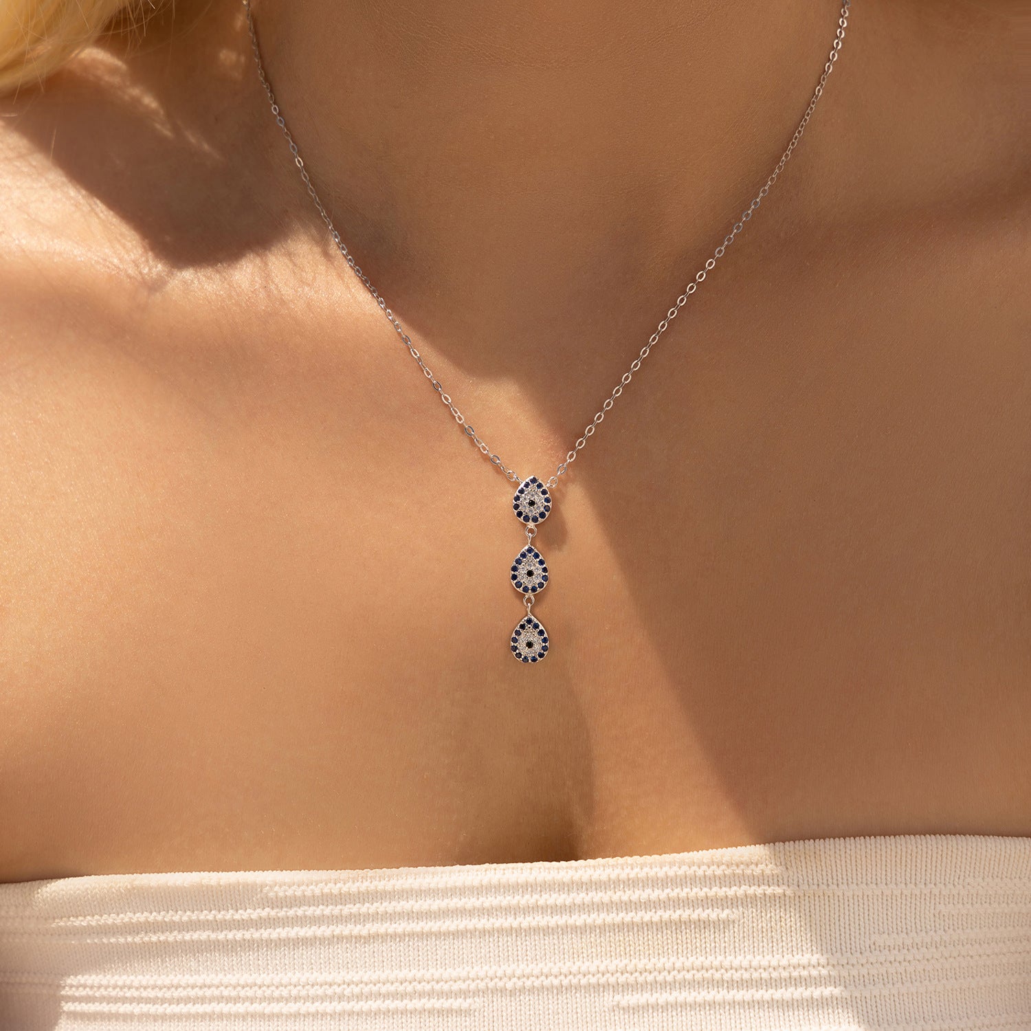 Sterling Silver Light Luxury Full Diamond Y-shaped Chain Necklace For Women - Artigo Importado